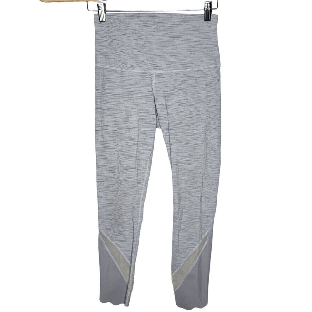 Lululemon Wunder Under Crop High Rise Roll‎ Down Scalloped Leggings Gray Size 4